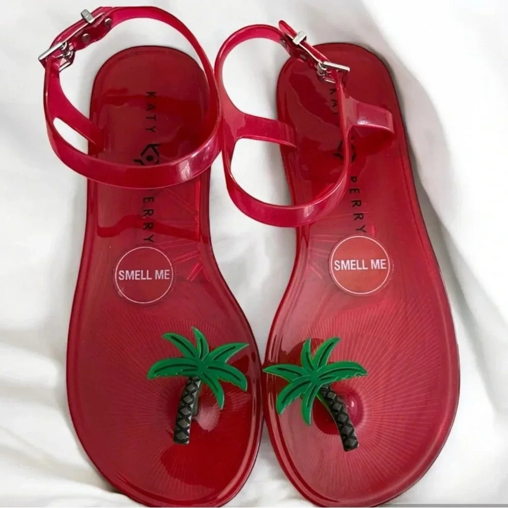 Katy Perry The Geli Sandal Red with Palm Tree NEW Size 6
